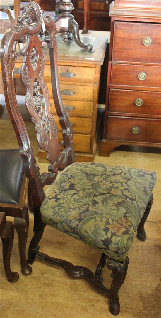 18th century style carved high back chair